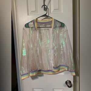 Holographic Rainbow See Through Jacket